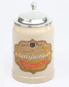 Vintage-Bierkrug-Satisfaction-guarateed-ZD-1