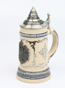 Euler grau 0,5l, Platinemblem, Zinnrelief Germany Adler, Spitzdeckel