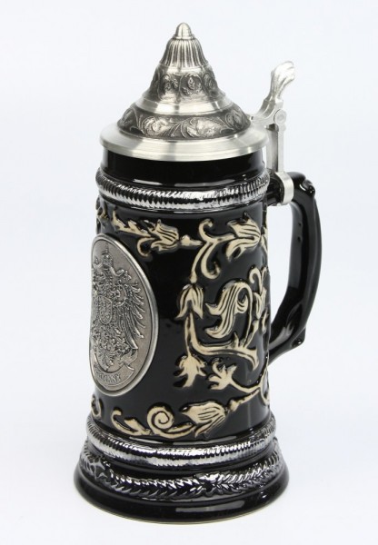 Zinnmünzenkrug 0,5l, Zinnmedaille Old Germany Spitzdeckel